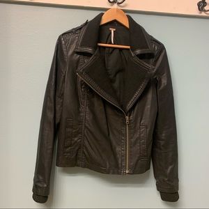 Women’s Black Faux Leather Jacket | Free People | Size 6